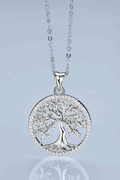 Bezaubernde Halskette mit Baum-Anhänger aus 925er-Sterlingsilber mit Moissanit-Motiv