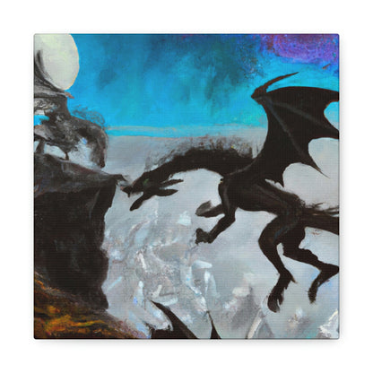 "Clash of Fire and Steel on the Moonlit Cliff" - The Alien Canva