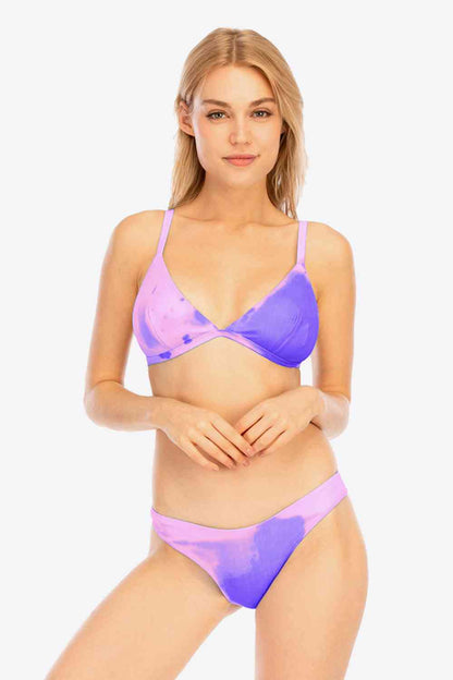 Tie-Dye Adjustable Strap Bikini Set