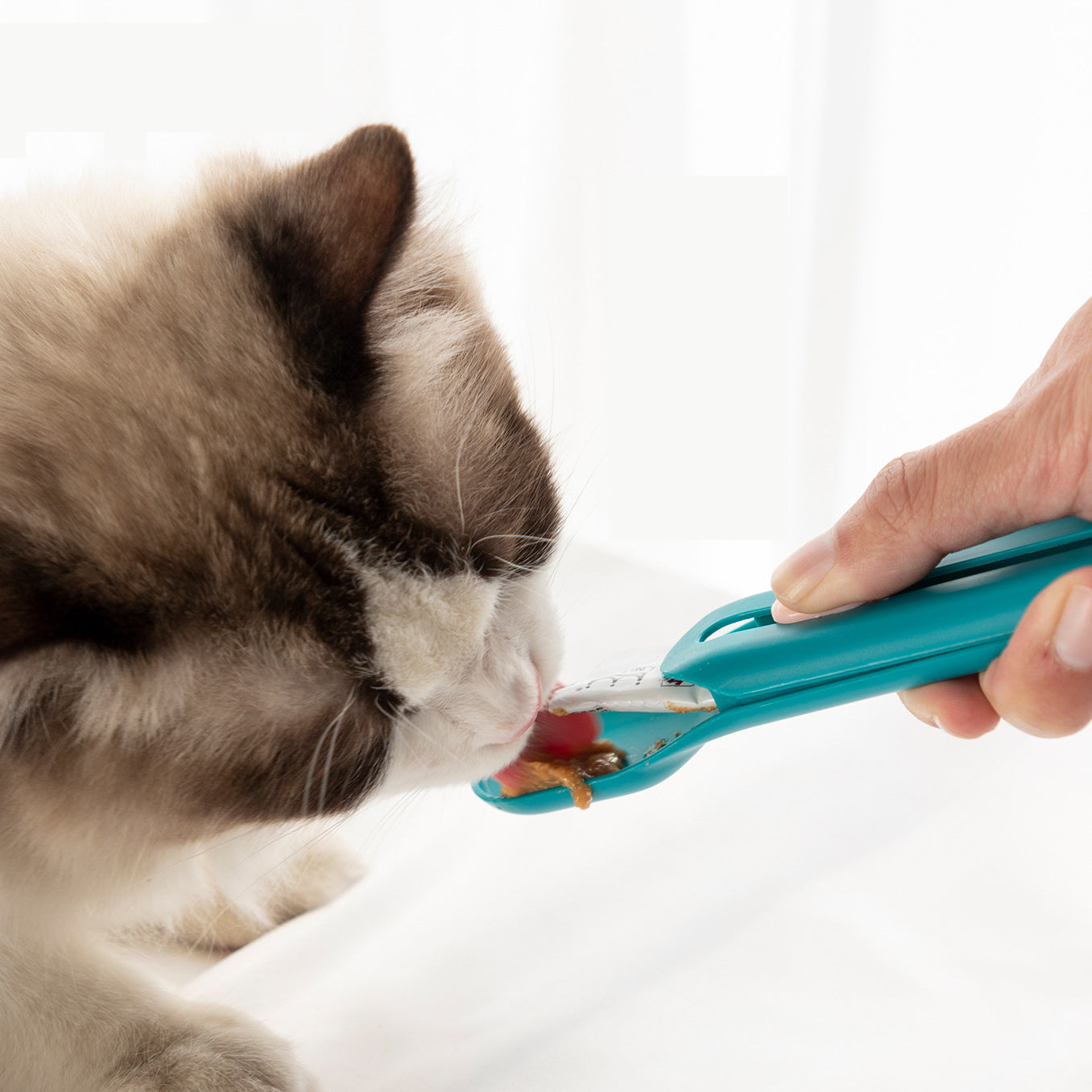 El alimentador de cuchara en tiras para gatos calientes exprime las herramientas de alimentación para mascotas