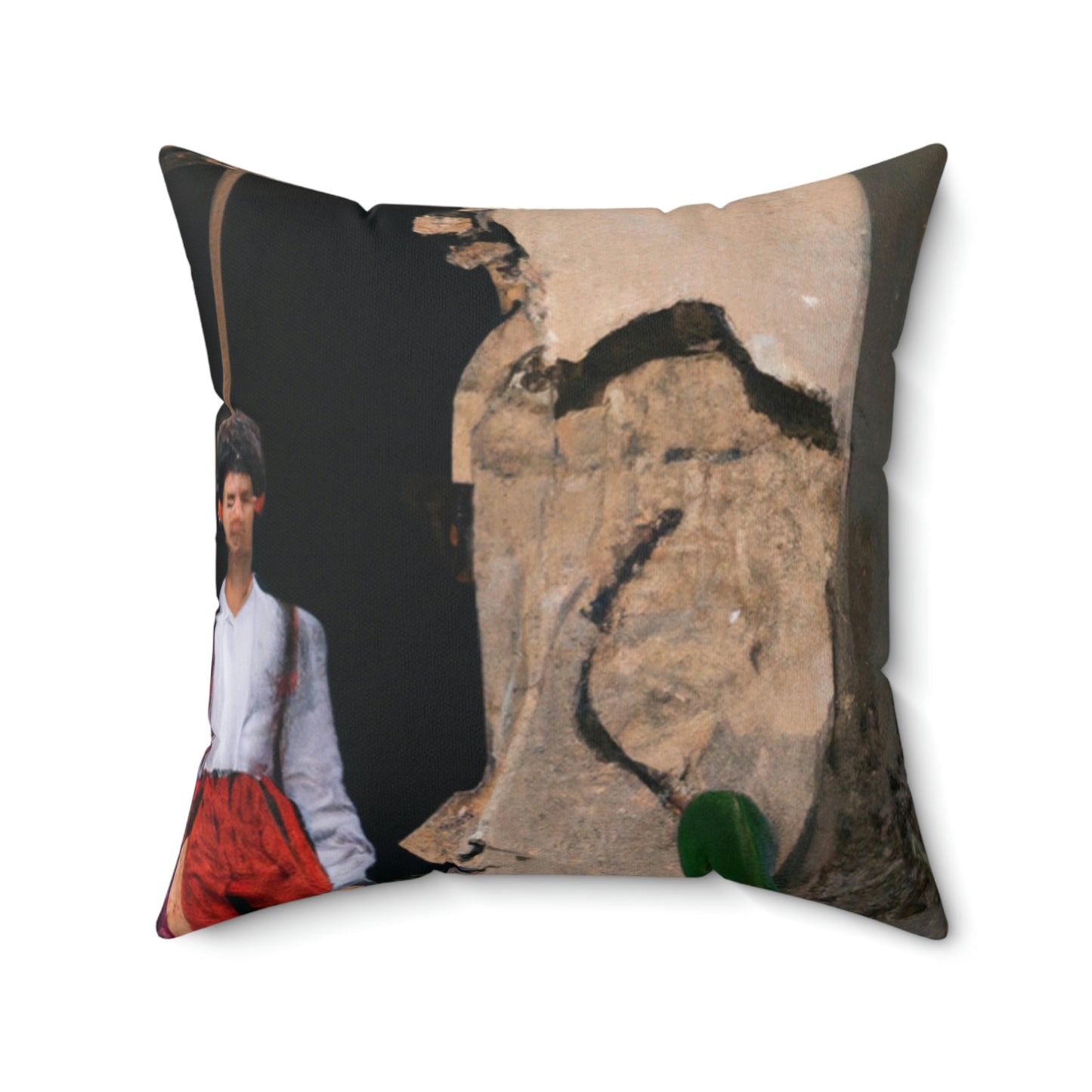 "Exploring the Forgotten Ruin" - The Alien Square Pillow