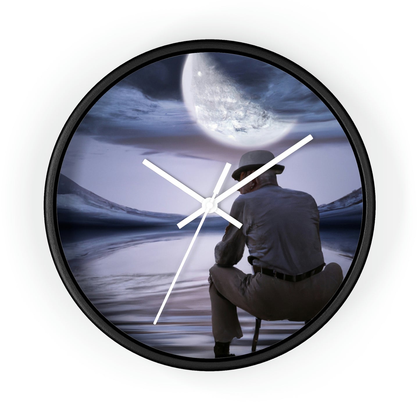 Moonlight Reflections on a Quiet Lake - The Alien Wall Clock