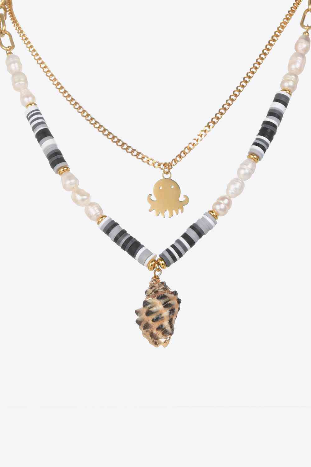 Zweiteiliges Perlen-Edelstahl-Halsketten-Set