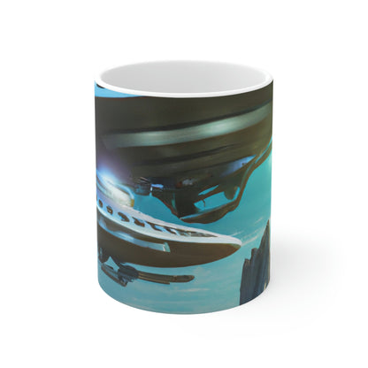 "El viaje intergaláctico de consecuencias inesperadas" - Taza de cerámica The Alien 11 oz