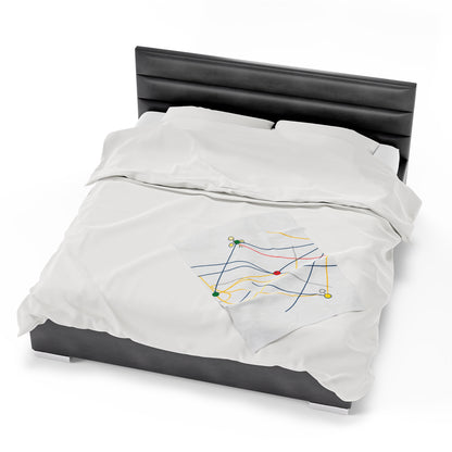 "Exploring the Dynamic Topology: Artful Visualization of a Network Structure." - The Alien Velveteen Plush Blanket