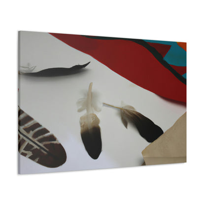 "Feathers and Fabric: A Story Unfolding Through an Unconventional Canvas" - Canvas