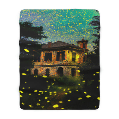 "A Shining Embrace of Fireflies" - The Alien Sherpa Fleece Blanket