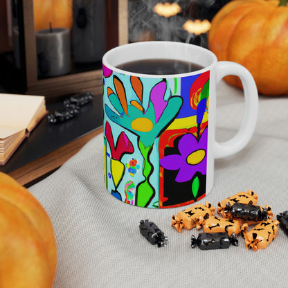 "A Mystical Garden of Rainbow Petals" - The Alien Ceramic Mug 11 oz