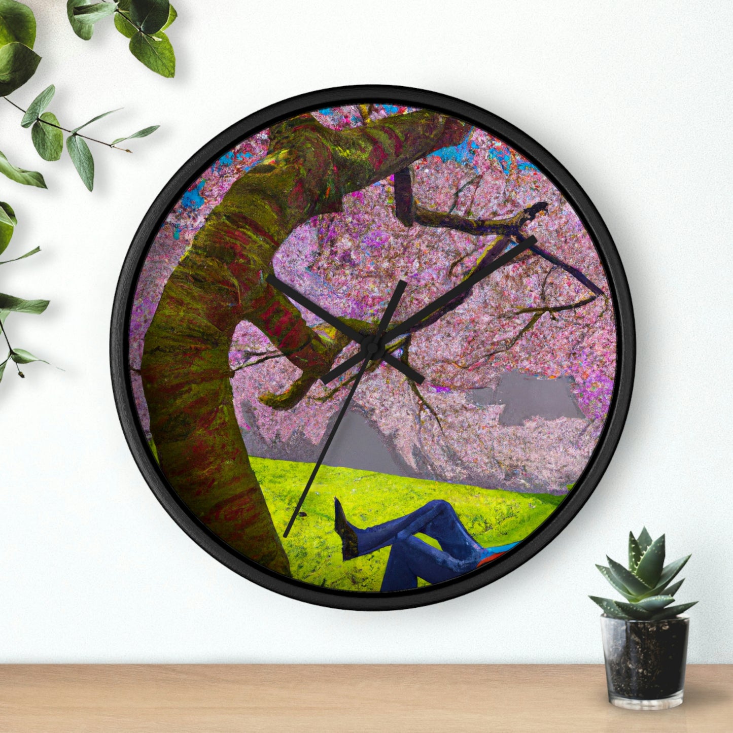 "A Moment of Calm Beneath the Cherry Blossoms" - The Alien Wall Clock