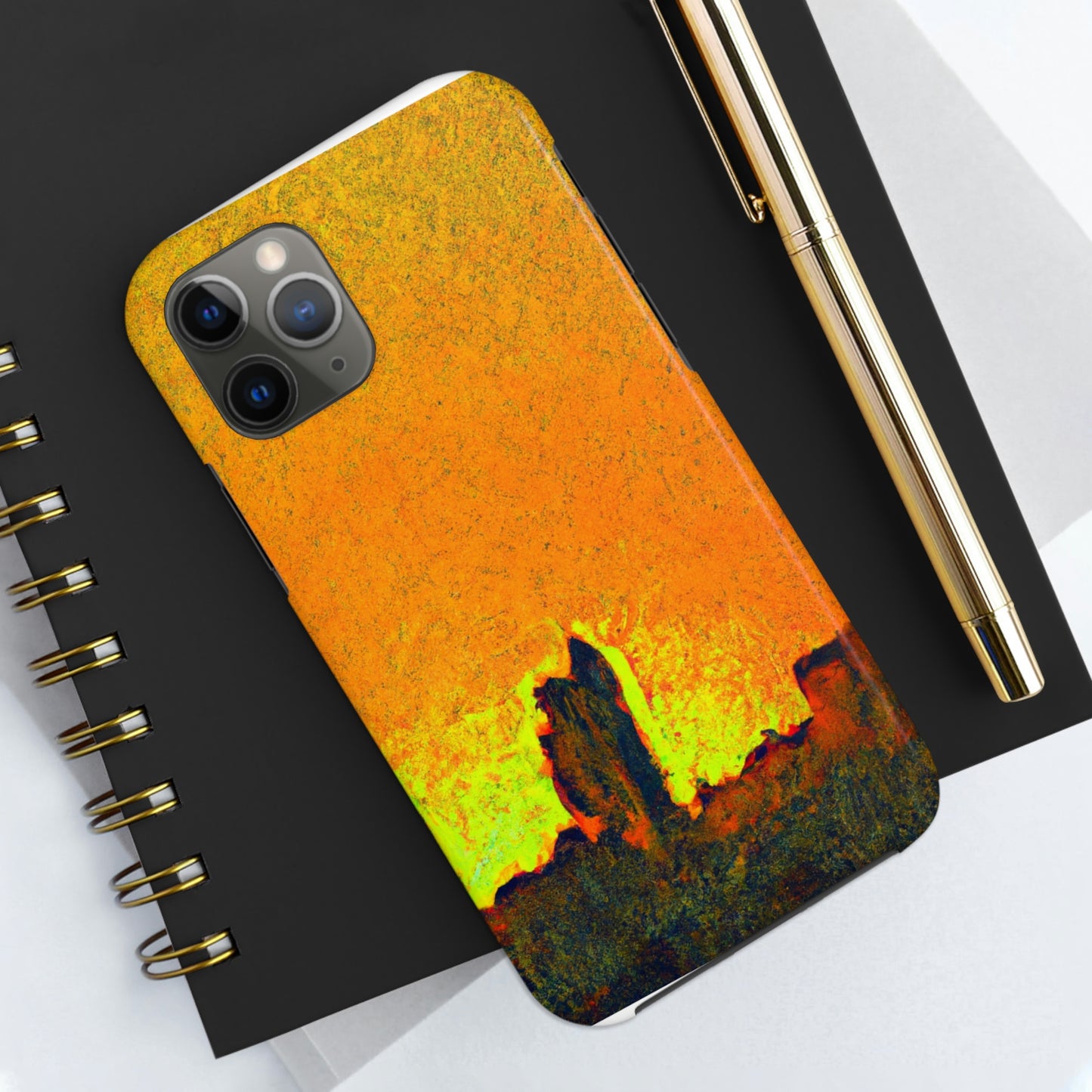 "Erleuchtet von der untergehenden Sonne: Enthüllung einer verborgenen Stadt" - The Alien Tough Phone Cases