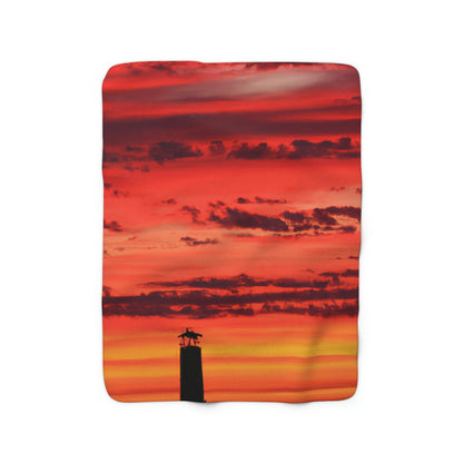 "Lonely Lighthouse on Fire" - The Alien Sherpa Fleece Blanket