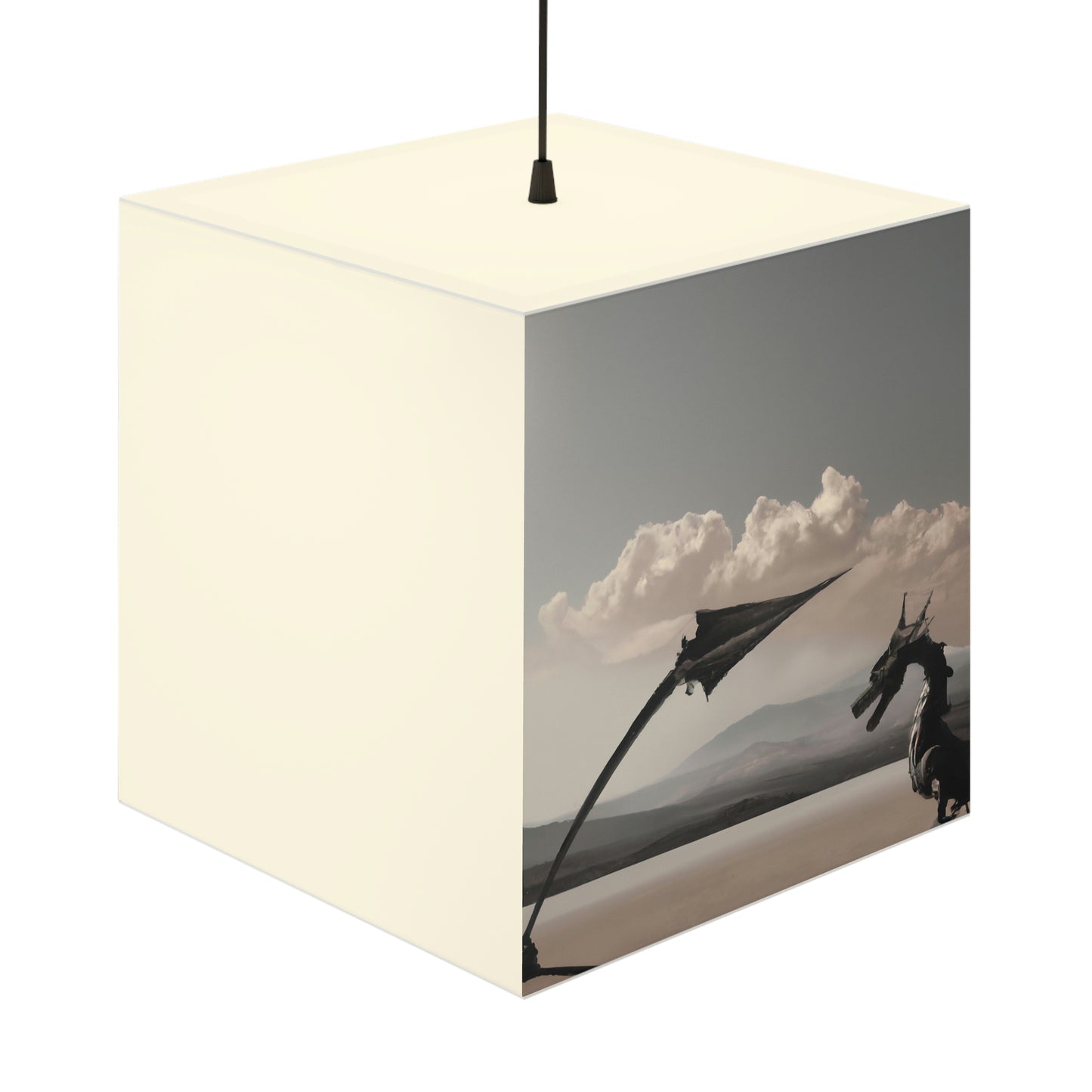 "A Warrior's Last Stand: The Battle Against the Metal Dragon" - Die Alien Light Cube Lampe