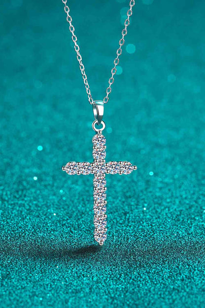 Moissanite Cross Pendant Chain Necklace