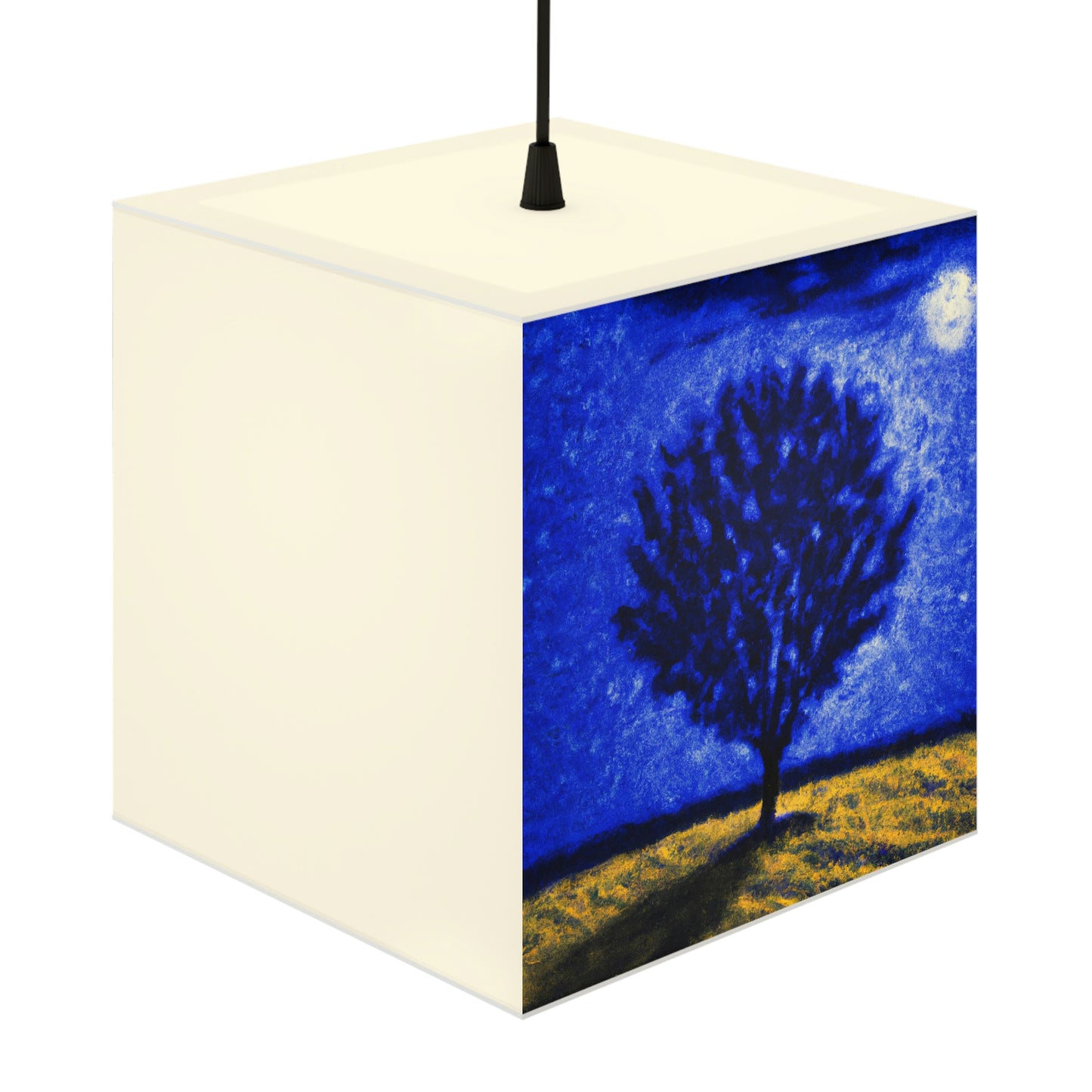 "Ein einsamer blauer Baum im Mondscheinfeld" - Die Alien Light Cube Lampe