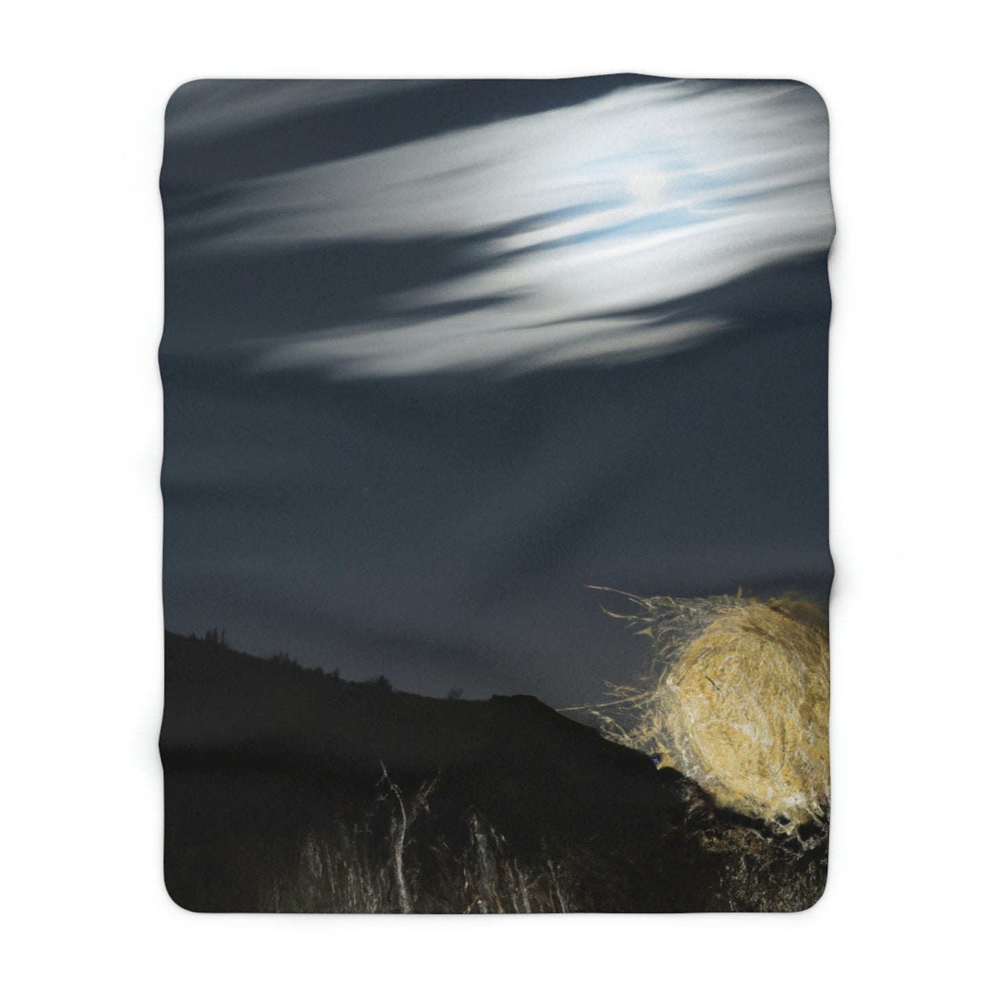 "Midnight in the Desert Tumbleweed" - The Alien Sherpa Fleece Blanket