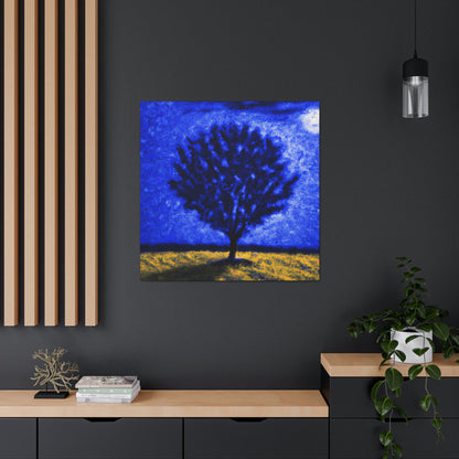 "Ein einsamer blauer Baum im Mondscheinfeld" - The Alien Canva