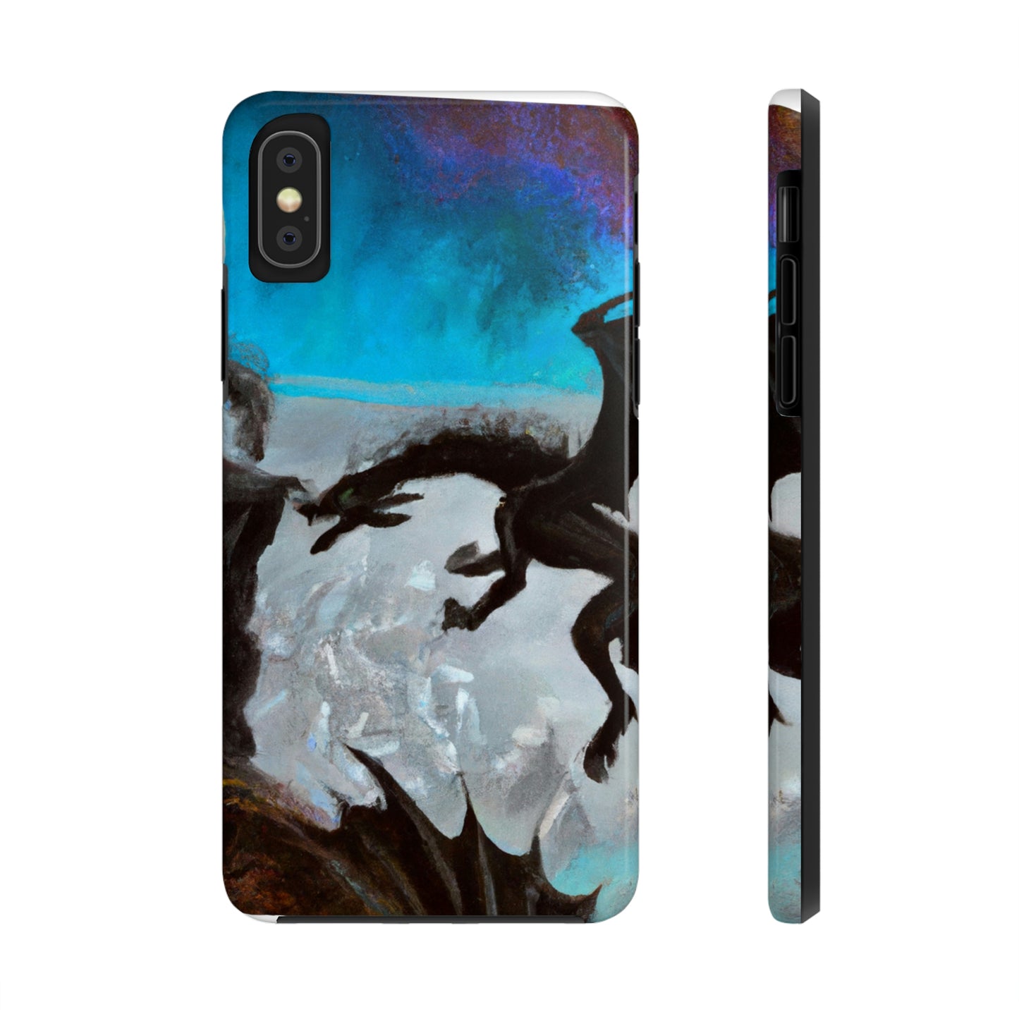 "Clash of Fire and Steel on the Moonlit Cliff" - The Alien Tough Phone Cases