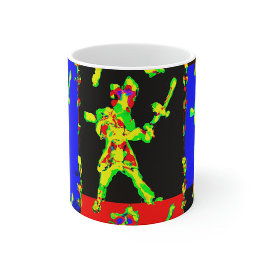 "Bailando con fuego y acero". - La Taza de Cerámica Alienígena 11 oz