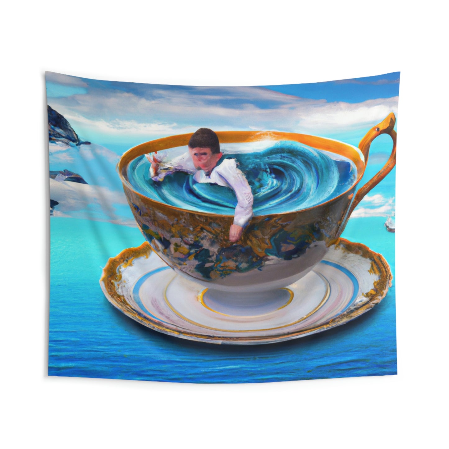 "Adrift in a China Cup: The Story of a Lost Child's Oceanic Adventure" - The Alien Wall Tapestries