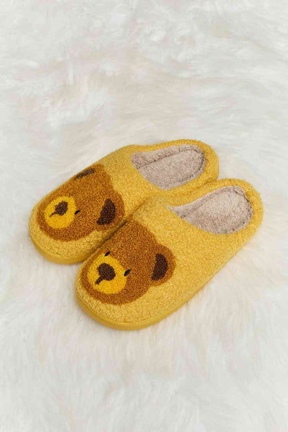 Pantuflas tipo chanclas de felpa con estampado de osito de peluche Melody