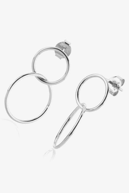 925 Sterling Silver Double Hoop Drop Earrings