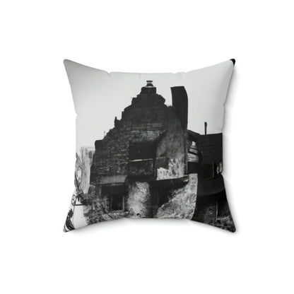 "Castle of Mystifying Secrets: A Haunted Adventure" - The Alien Square Pillow