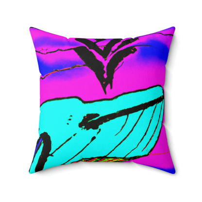 "Glow of the Neon Sea" - The Alien Square Pillow