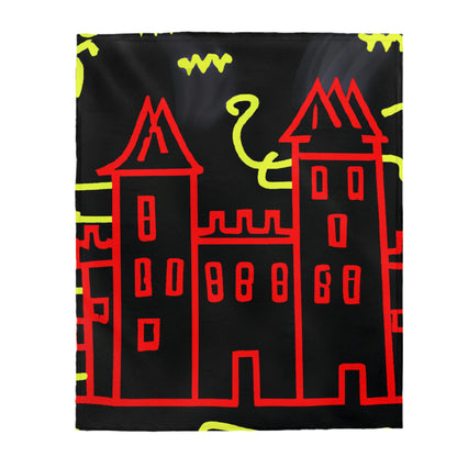 "A Haunted Shadow: The Dark Secrets of the Old Castle on a Gloomy Night" - The Alien Velveteen Plush Blanket