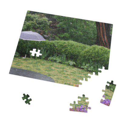 "Rainy Refuges: Uncovering the Fortune of a Garden Under an Umbrella" - The Alien Jigsaw Puzzle