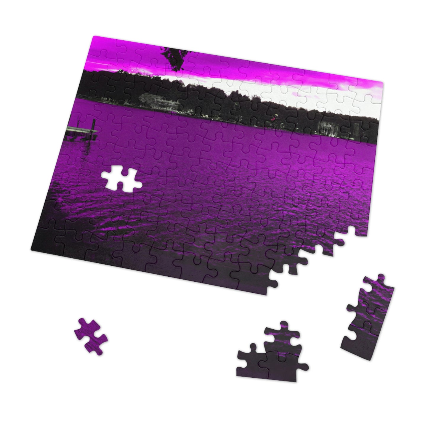 "The Neon Purple Lakefront" - The Alien Jigsaw Puzzle