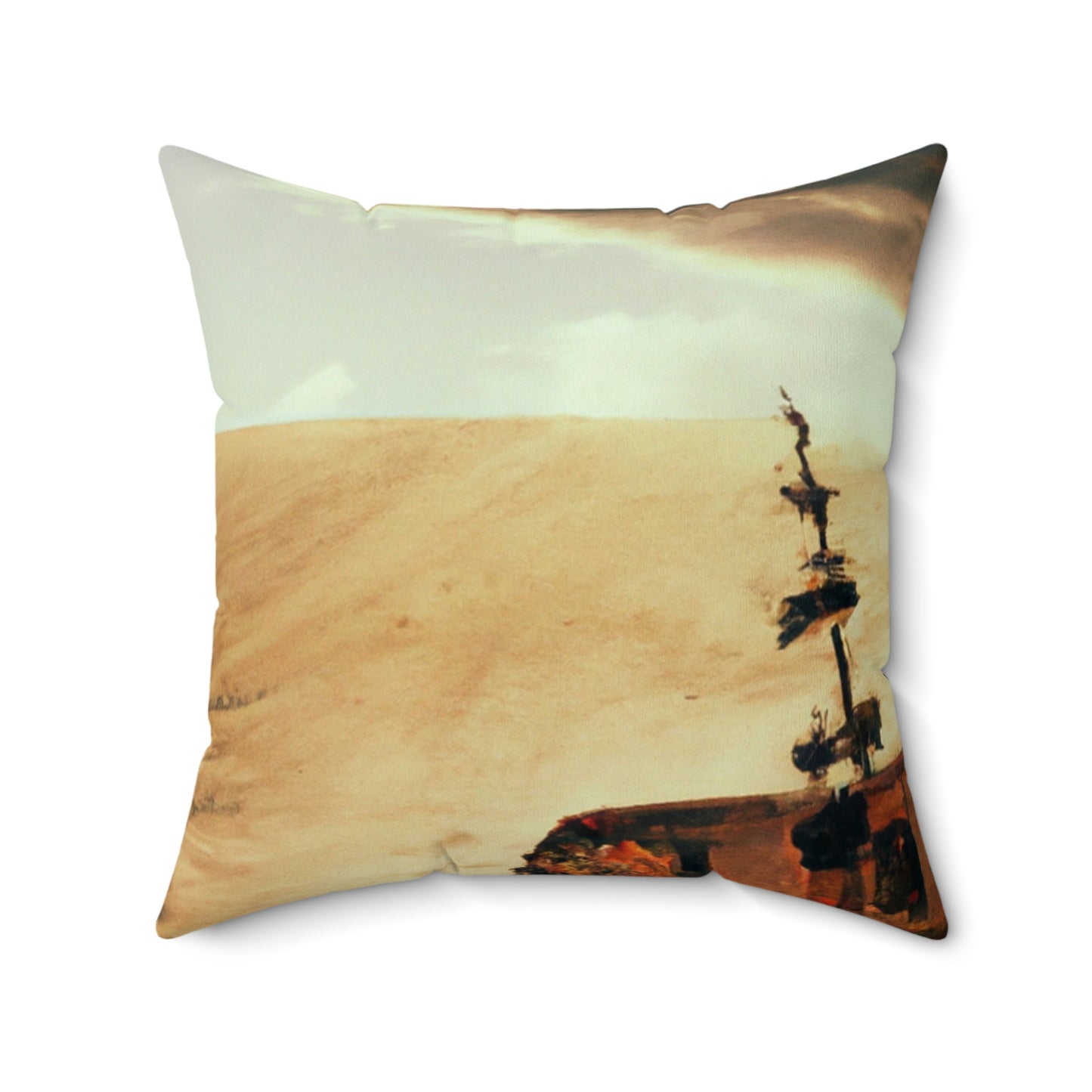 "Lost at Sea: Stranded On A Stormy Desert Island" - The Alien Square Pillow