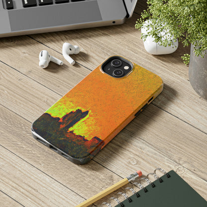 "Erleuchtet von der untergehenden Sonne: Enthüllung einer verborgenen Stadt" - The Alien Tough Phone Cases