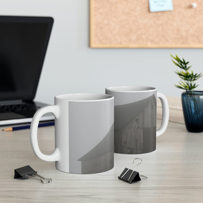 "Fog-Shrouded Barn" - The Alien Ceramic Mug 11 oz