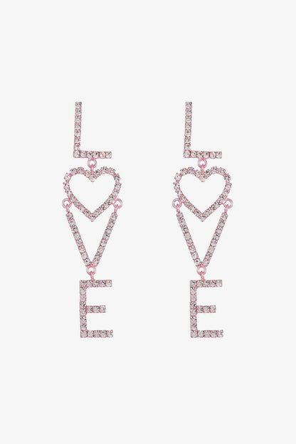 LOVE Glass Stone Zinc Alloy Earrings