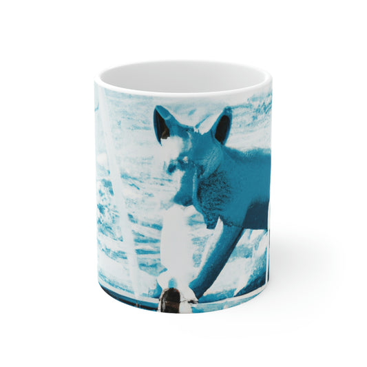 "Foxy Herumtollen im Brunnen" - Der Alien-Keramikbecher 11 oz