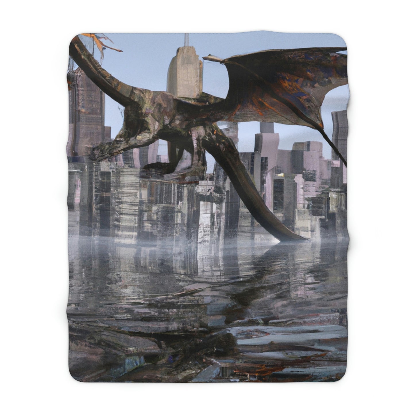 "Ascending the Deluge: A Dragon's Soaring Journey." - The Alien Sherpa Fleece Blanket