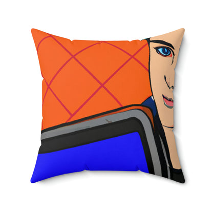 "The Pop Art Laptop Surfer" - The Alien Square Pillow