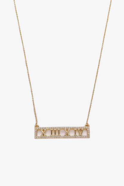 Inlaid Cubic Zirconia Bar Pendant Necklace