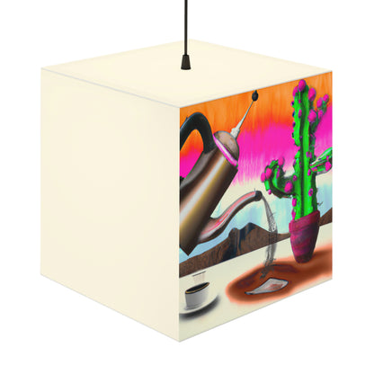 "An Awkward Caffeinated Moment: The Tale of a Bot and a Cactus" - The Alien Light Cube Lamp