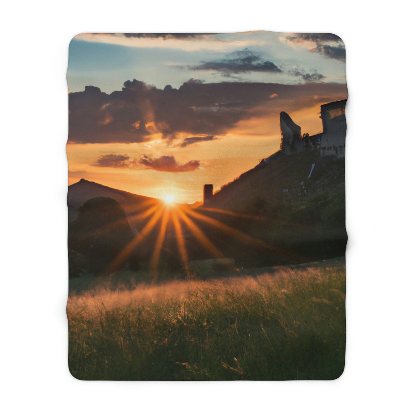 "Enchanted Evening at an Abandoned Castle" - The Alien Sherpa Fleece Blanket