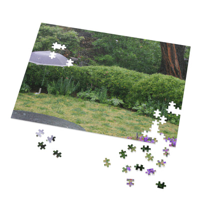 "Rainy Refuges: Uncovering the Fortune of a Garden Under an Umbrella" - The Alien Jigsaw Puzzle