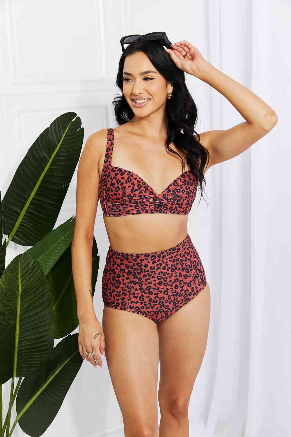 Marina West Swim Take A Dip Twist High-Rise-Bikini in Ocker