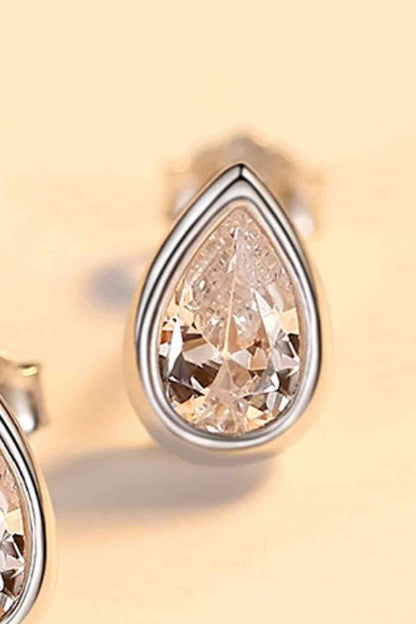 Zircon Teardrop 925 Sterling Silver Stud Earrings