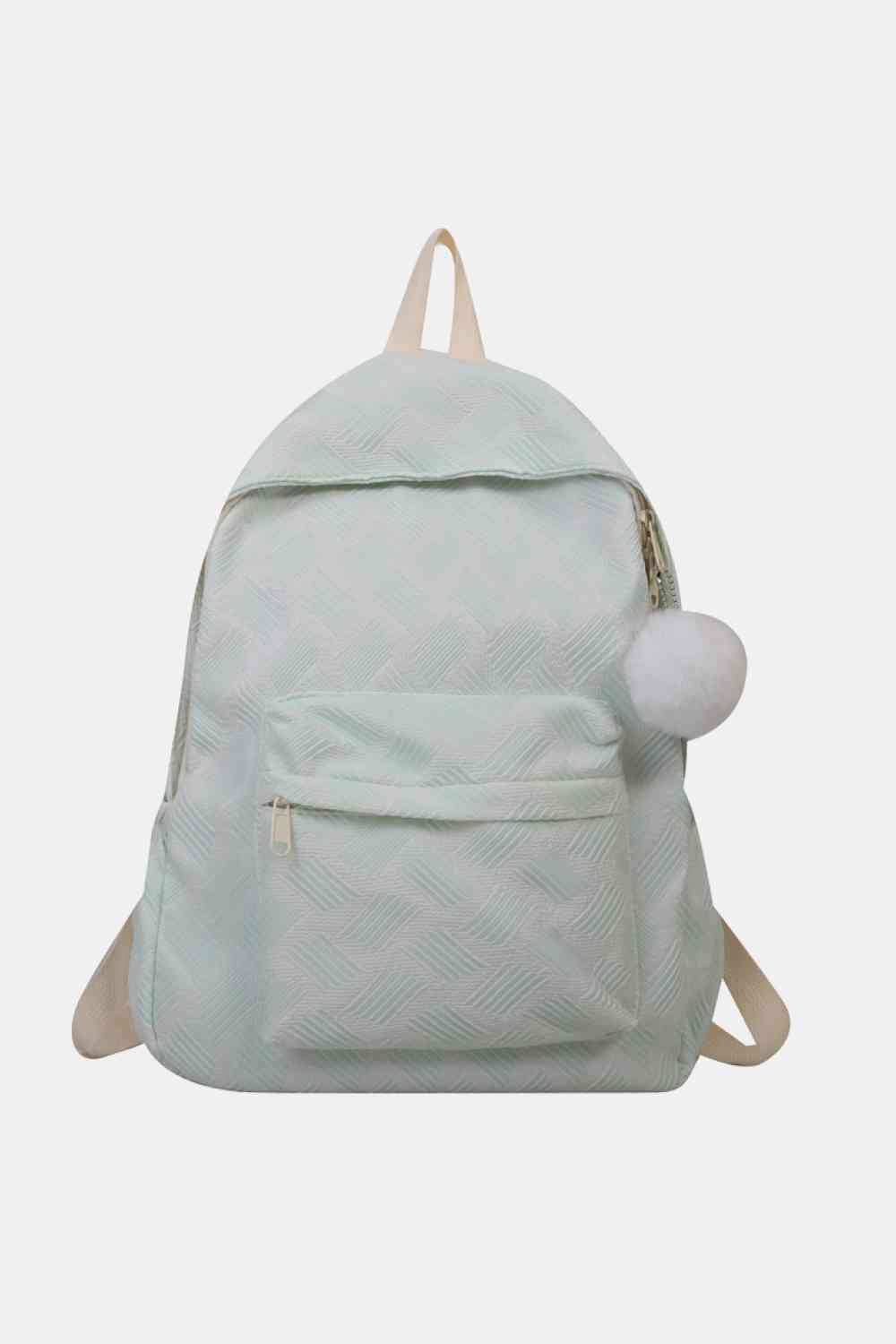 Printed Polyester Large Backpack (Fluffy Ball Included)