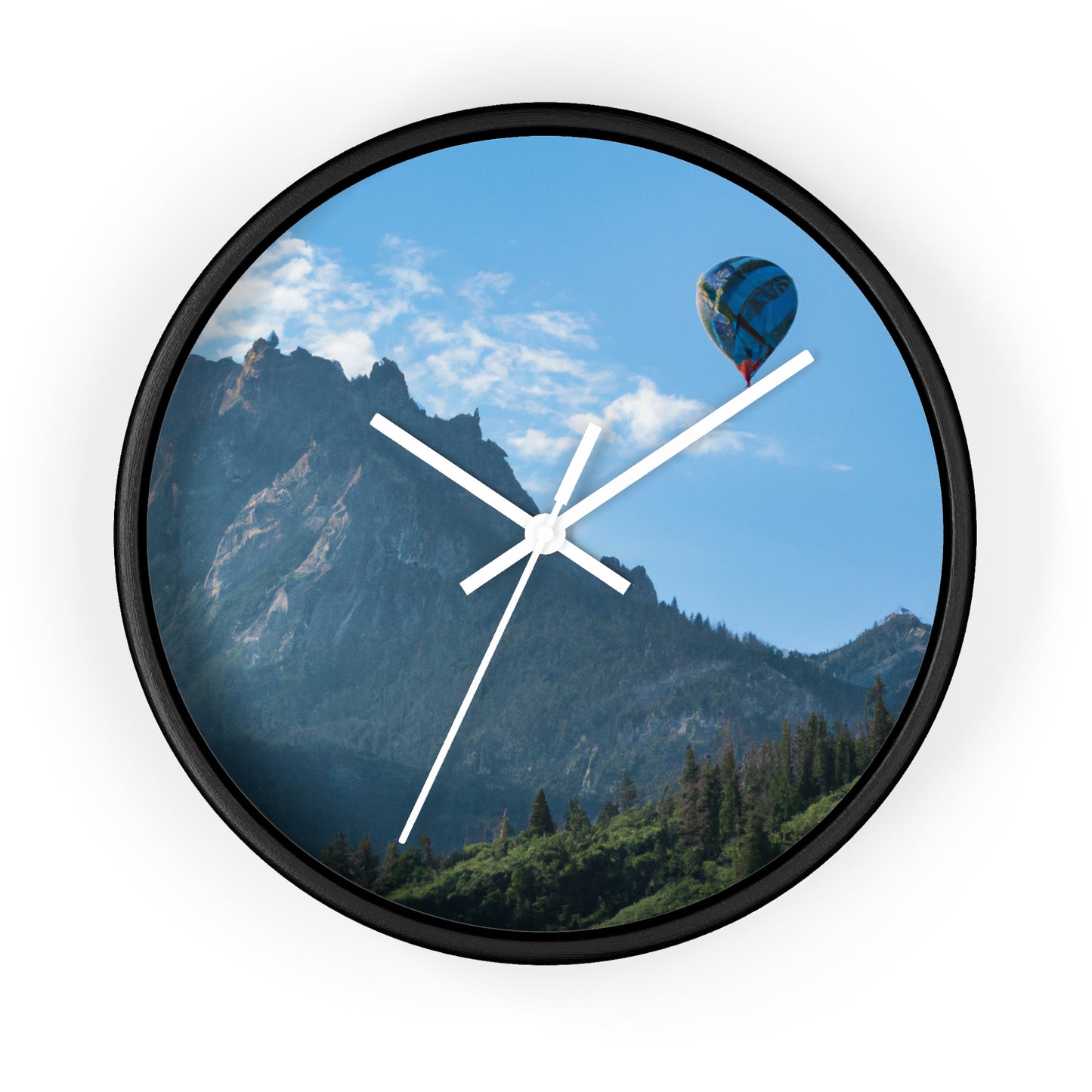 "Soaring Over Splendor: A Balloon Journey Through the Mountains" - The Alien Wall Clock