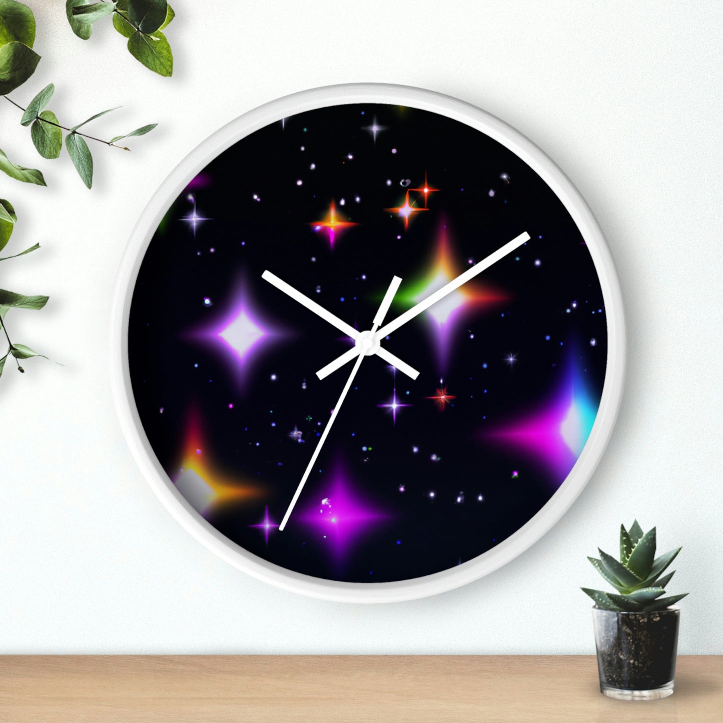 "Nighttime Galaxy of Colors" - The Alien Wall Clock