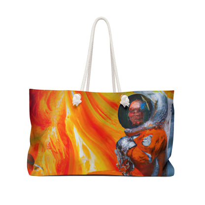 "Journeying in the Burning Orange Galaxy" - Die Alien Weekender Bag