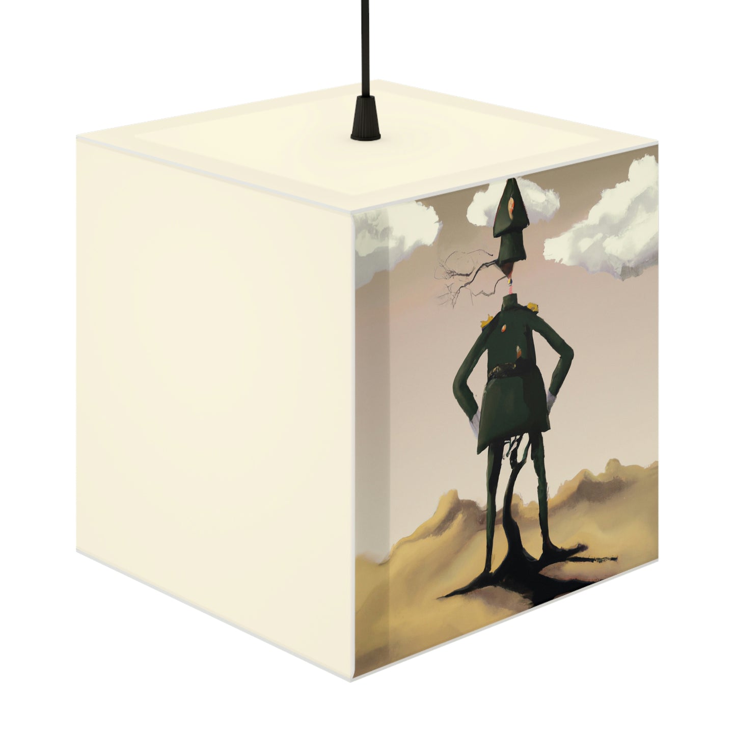 "Courage Against Despair: A Soldier's Triumph" - Die Alien Light Cube Lampe