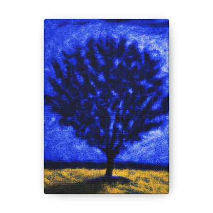 "Ein einsamer blauer Baum im Mondscheinfeld" - The Alien Canva