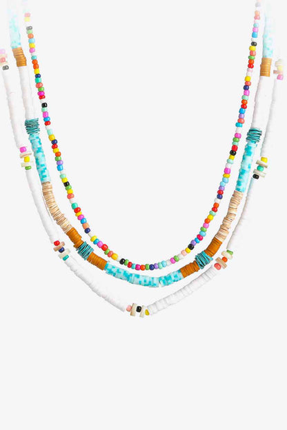 5-Pack Wholesale Multicolored Bead Necklace Three-Piece Set